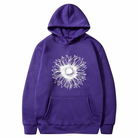 miqiqism Hoodies for Women Trendy Oversized Sweatshirt Plus Size Loose Fit Cute Hoodie Juniors Drawstring Fall Pullover Blouses with Pocket Casual Long Sleeves Tops,Purple,X-Large