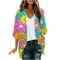 thumbnail image 1 of miqiqism Lightweight Cardigans for Women Trendy Casual Open Front Graphic Floral Print Cardigan Juniors Fashion Long Sleeve Pleated Tops Cover Up Jacket,Red,Large, 1 of 5