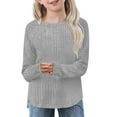 thumbnail image 1 of miqiqism Long Sleeve Shirts for Girls Casual Tunic Round for Legging Children Loose Round Neck Tshirts Kids Irregular Hem Clothing 5-14 Years,02_Gray,Size 11 Years, 1 of 6