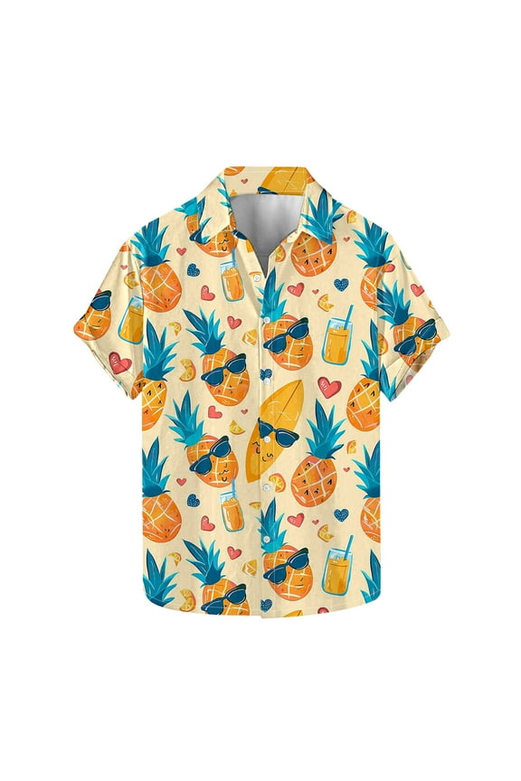 Men Beach Tshirt Casual Short Sleeve Top Blouses Summer Vacation Clothings,01_Orange,Large