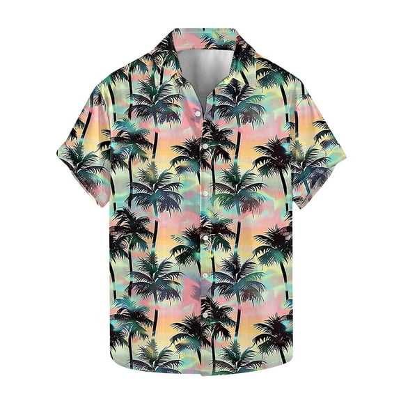 miqiqism Men Beach Tshirt Casual Short Sleeve Top Blouses Summer Vacation Clothings,03_Multicolor,3X-Large