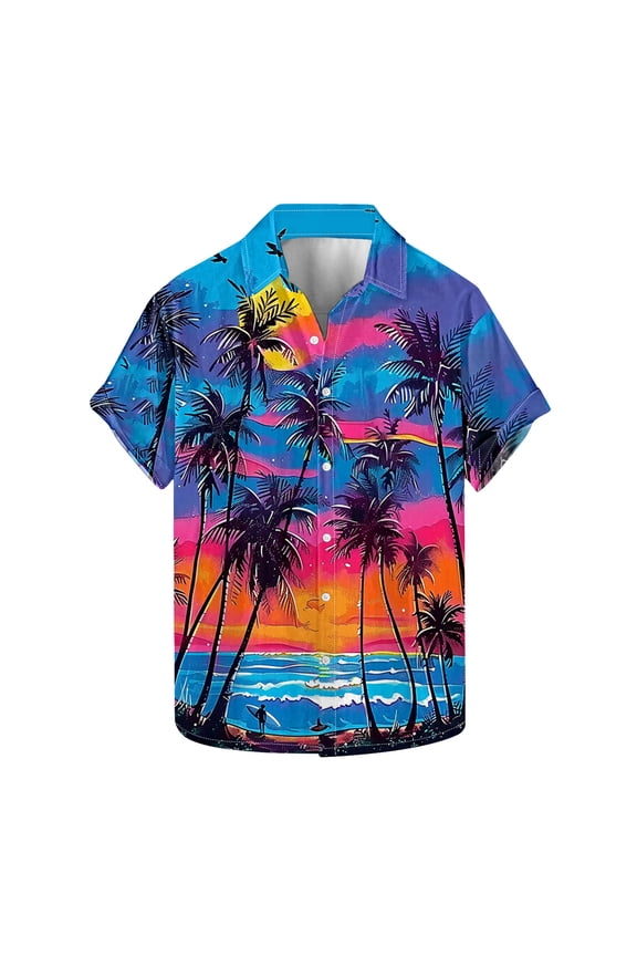 Men Beach Tshirt Casual Short Sleeve Top Blouses Summer Vacation Clothings,05_Multicolor,3X-Large