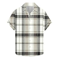 miqiqism Men Buffalo Plaid Tshirts Lapel Neck Shirts Casual Grid Short Sleeve Blouses Tee Summer Lightweight Shirt Tops Clothing,01_Multicolor,Large