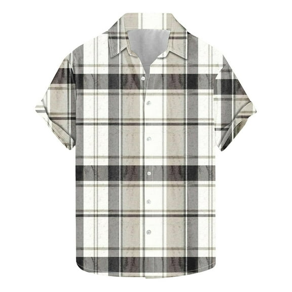 miqiqism Men Buffalo Plaid Tshirts Lapel Neck Shirts Casual Grid Short Sleeve Blouses Tee Summer Lightweight Shirt Tops Clothing,01_Multicolor,X-Large