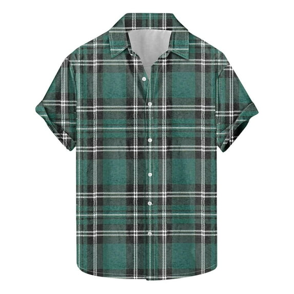 miqiqism Men Buffalo Plaid Tshirts Lapel Neck Shirts Casual Grid Short Sleeve Blouses Tee Summer Lightweight Shirt Tops Clothing,05_Multicolor,XX-Large