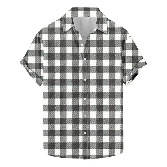 miqiqism Men Buffalo Plaid Tshirts Lapel Neck Shirts Casual Grid Short Sleeve Blouses Tee Summer Lightweight Shirt Tops Clothing,06_Multicolor,5X-Large