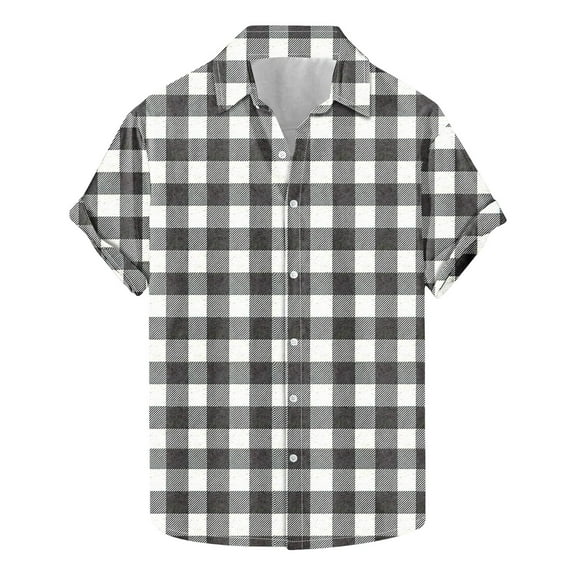miqiqism Men Buffalo Plaid Tshirts Lapel Neck Shirts Casual Grid Short Sleeve Blouses Tee Summer Lightweight Shirt Tops Clothing,06_Multicolor,XX-Large