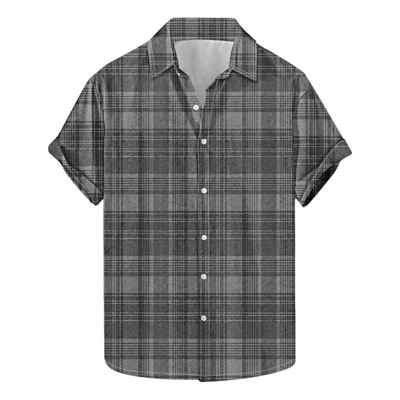 miqiqism Men Plus Size Tops Shirts Buffalo Plaid Blouses Short Sleeve Tshirts Casual Button-Down Shirt for Men Summer Top 2025 Fashon,04_Multicolor,X-Large