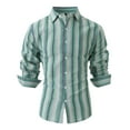 thumbnail image 1 of miqiqism Men Trendy Shirts Casual Striped Printed T-shirts Men's Slim Fit Button Down Blouses Comfy Long Sleeves Shirt Tops,Green,XX-Large, 1 of 5