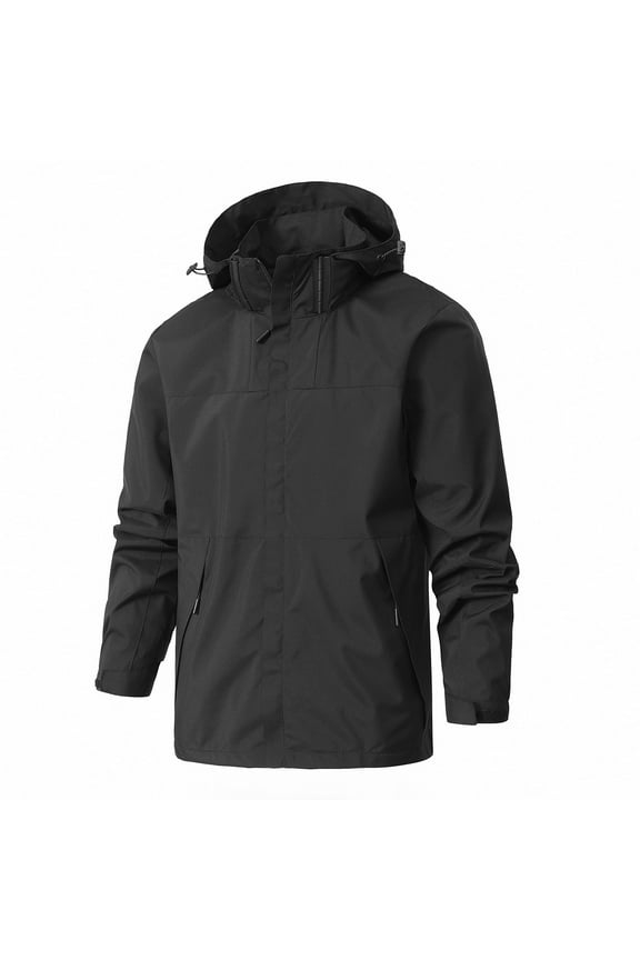 Men's Casual Jacket Hooded Fahion Patchwork Military Utility Jacket Trendy Tunic Hoodie Jacket Comfy Long Sleeves Coat with Pockets,Black,Medium