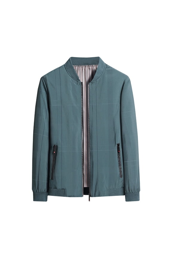 Men's Casual Military Jacket Trendy Lightweight Zip Up Outerwear Fashion Solid Color Jackets Men Round Neck Tops with Pockets,Green,XX-Large