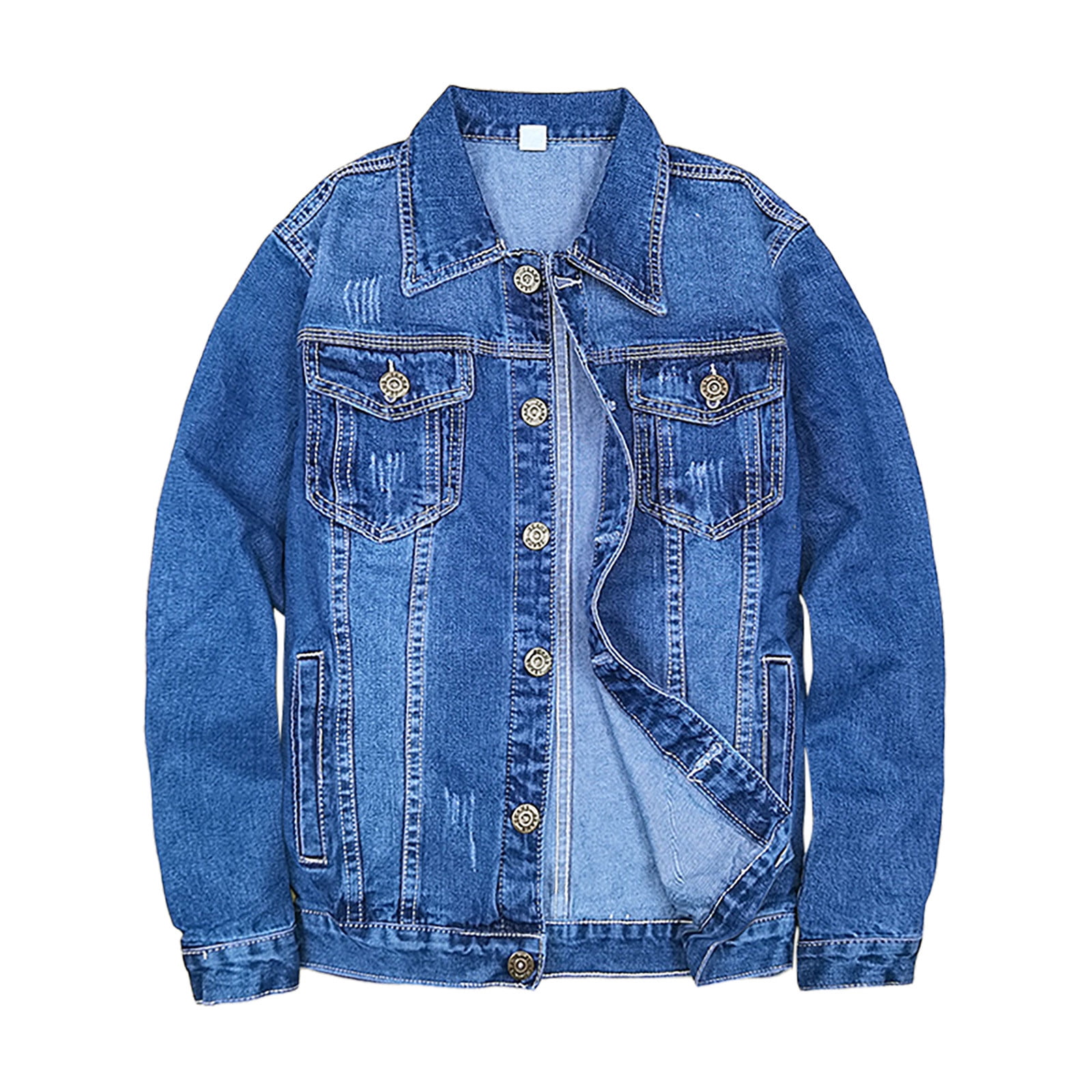 miqiqism Men's Denim Jacket, Long Sleeve Coat Slim Fit Casual Jean ...