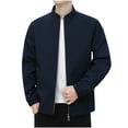 thumbnail image 1 of miqiqism Men's Full Zip Jacket Lightweight Stand Collar Jackets Soft Warm Windproof Casual Coats with Zipper Pockets Trendy Solid Color Long Sleeves Clothes,Blue,Large, 1 of 6