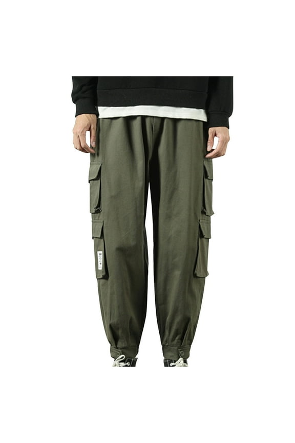 Men's Hiking Tactical Pants Lightweight Cotton Outdoor Military Combat Cargo Trousers Trendy Solid Color Hip Hop Pants with Multi-Pocket,Army Green,XX-Large