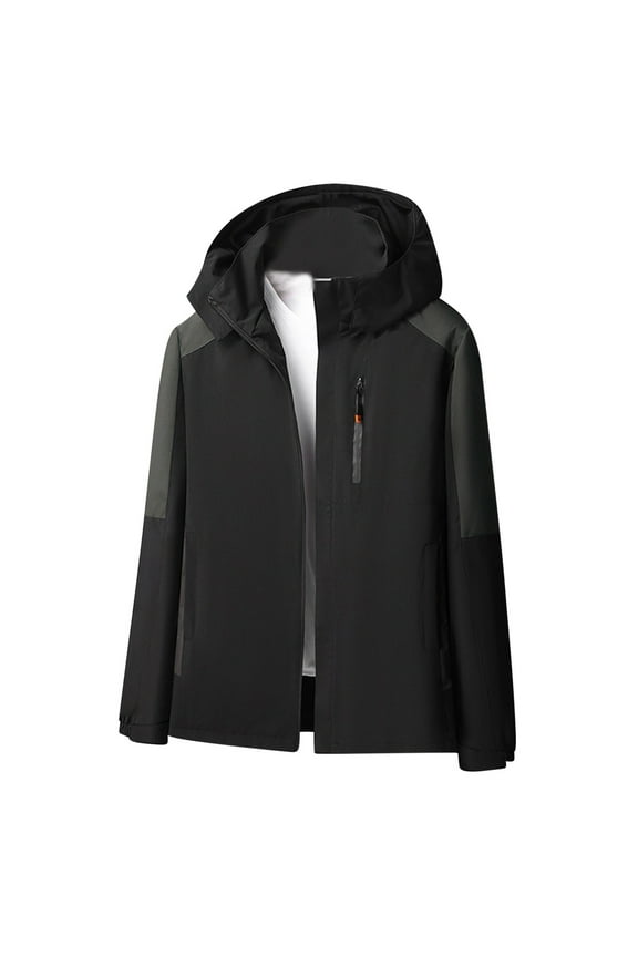 Men's Lightweight Jackets Comfy Softshell Jacket Fleece Lined Hooded Water Resistant Winter Hiking Windbreaker Jackets with Zipper Pockets,Black,3X-Large