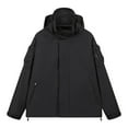 thumbnail image 1 of miqiqism Men's Lightweight Softshell Jacket Coats with Multi Pockets Thermal Hooded Winter Hiking Windbreaker Jackets Trendy Long Sleeves Tactical Jacket,Black,4X-Large, 1 of 4