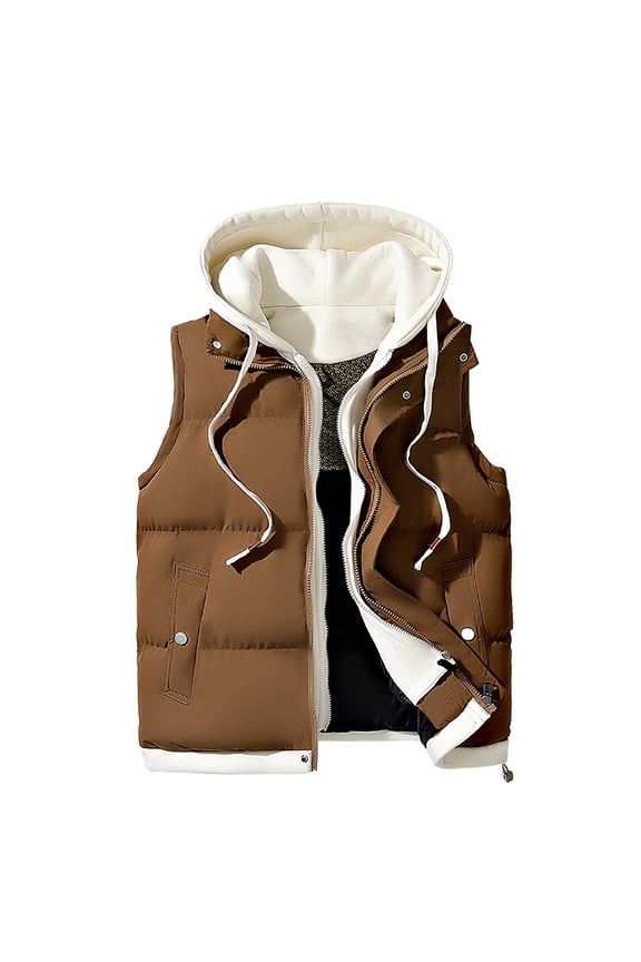 Mens Casual Slim Fit Hooded Trendy Zip-up Sleeveless Hoodie Lightweight Workout Tank Tops Gym Hoodies,Coffee,5X-Large