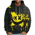 thumbnail image 1 of miqiqism Mens Hoodies,Men's Fashion Gradients Printed O Neck Hooded Sweater Pullover Trendy Loose Long Sleeve Drawstring Hoodie Top Blouses with Pockets,Y#06_Yellow,XX-Large, 1 of 5