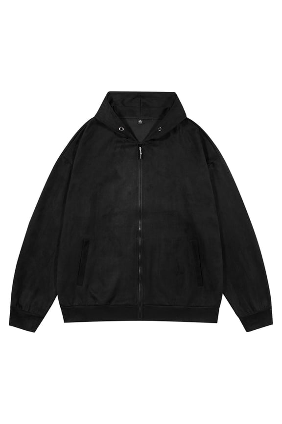 Mens Hoodless Outdoor Jacket Trendy Solid Stretch Cuff Jackets Coat for Men Comfy Long Sleeve Coat Fall Zipper Autumn Jacket with Pockets,Black,XX-Large