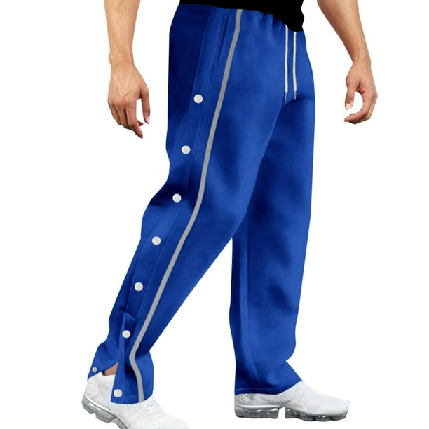 miqiqism Mens Wide Leg Sweat Pants Open Bottom Baggy Athletic Pants with Drawstring Lightweight Warm-Up Sweatpants Lightweight Straight Leg Hiking Pant,Blue,Medium