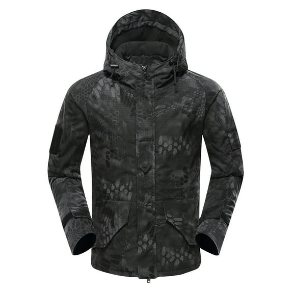 miqiqism Mens Winter Fleece Jacket Full Zipper Thick Sherpa Lined Hoodie Sweatshirt Jacket Camo Hoodies Heaveweight Slim Fit Coat with Pockets,Black,3X-Large