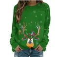 thumbnail image 1 of miqiqism Merry Christmas Shirt for Women Comfy Crewneck Funny Reindeer Graphic Sweatshirt Juniors Casual Holiday Long Sleeve Tops Slim Fit Tunic Blouses,G#01_Green,X-Large, 1 of 4