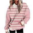 thumbnail image 1 of miqiqism Oversized Striped Sweatshirt for Women Color Block Hoodies Juniors Casual Pullover Tunic Top Long Sleeve Y2K Clothes with Pockets,Pink,X-Large, 1 of 6