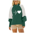 thumbnail image 1 of miqiqism Oversized Sweatshirt for Women Trendy Round Neck Long Sleeve Pullover Sweatshirts Juniors Casual Loose Jumper Blouse 2024 Fall Heart Print Tops,Army Green,Small, 1 of 1