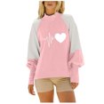 thumbnail image 1 of miqiqism Oversized Sweatshirt for Women Trendy Round Neck Long Sleeve Pullover Sweatshirts Juniors Casual Loose Jumper Blouse 2024 Fall Heart Print Tops,Pink,Small, 1 of 1