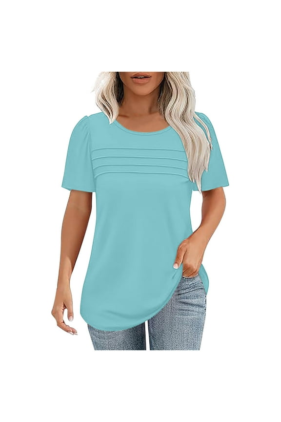 Polo Shirt for Women Golf Workout Tshirts Trendy 3/4 Sleeve Colorblock Blouses Teen Girls Loose Tunic Pullover Tops 2025 Fashion Polos Tee,02_Light Blue,Large