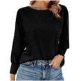 thumbnail image 1 of miqiqism Simple Soft Sweatshirts for Women Comfy Crew Neck Long Sleeve Sweatshirt Juniors Casual Basic Pullover Sweater Tops Fashion Solid Loose Tunic Pullover Top,Black,Large, 1 of 6