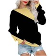 thumbnail image 1 of miqiqism Sweatshirt for Women Comfy Long Sleeve Blouses Juniors Round Neck Tee Shirts Trendy Relaxed Fit Workout Sweater Casual Colorblock Pullover Tunic Clothes,Yellow,XX-Large, 1 of 6