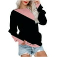 thumbnail image 1 of miqiqism Sweatshirt for Women Comfy Long Sleeve Blouses Juniors Round Neck Tee Shirts Trendy Relaxed Fit Workout Sweater Casual Colorblock Pullover Tunic Clothes,Pink,X-Large, 1 of 6
