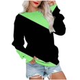 thumbnail image 1 of miqiqism Sweatshirt for Women Comfy Long Sleeve Blouses Juniors Round Neck Tee Shirts Trendy Relaxed Fit Workout Sweater Casual Colorblock Pullover Tunic Clothes,Green,XX-Large, 1 of 6