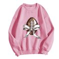 thumbnail image 1 of miqiqism Sweatshirt for Women Football Bow Print Hoodie Juniors Round Neck Long Sleeve Hooded Long Sleeves Pullover Tunic Hoodies,Pink,Large, 1 of 4