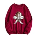 thumbnail image 1 of miqiqism Sweatshirt for Women Football Bow Print Hoodie Juniors Round Neck Long Sleeve Hooded Long Sleeves Pullover Tunic Hoodies,Red,Medium, 1 of 4