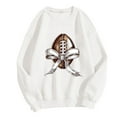 thumbnail image 1 of miqiqism Sweatshirt for Women Football Bow Print Hoodie Juniors Round Neck Long Sleeve Hooded Long Sleeves Pullover Tunic Hoodies,White,Large, 1 of 4