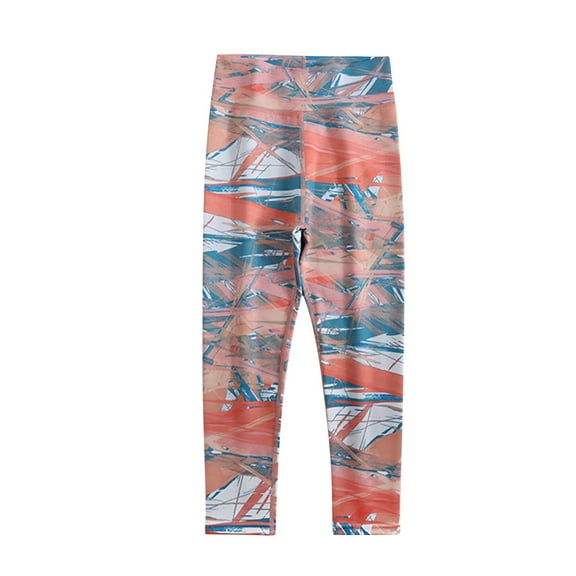 miqiqism Teen Girls Yoga Pants Kids High Waisted Trousers Colorful Printed Pant Girl Slim Fit Elastic Trouser Bottoms Athletic Casual Trousers (8-15 Years),01_Orange