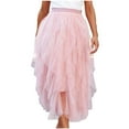 thumbnail image 1 of miqiqism Tulle Skirts for Women Midi Long Flowy Dress Lightweight Fairy Skirt Casual A-Line Mesh Layered High Elastic Waist Tutu,01_Pink,X-Large, 1 of 6