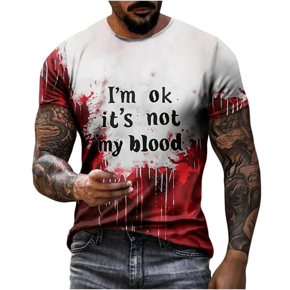 miqiqism Vintage Shirt for Men Bloody Cloth Tshirts Funny Shirts Gift Casual Slim Fit Tops Fashion Party Blouses,White,X-Large