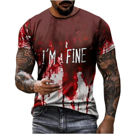 miqiqism Vintage Shirt for Men Bloody Cloth Tshirts Funny Shirts Gift Casual Slim Fit Tops Fashion Party Blouses,Wine,4X-Large