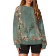 thumbnail image 1 of miqiqism Vintage Tops for Women Fall Exercise Pullover Blouses Juniors Comfy Long Sleeve Round Neck Shirts Casual Winter Ethnic Floral Tunic Sweatshirts,Blue,Small, 1 of 6