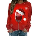thumbnail image 1 of miqiqism Women Comfy Hoodless Sweatshirt Christmas Casual Tops Blouses Teen Girls Long Sleeve Classic Shirt Loose Fashion Wine Printed Pullover Shirts,R#02_Red,Small, 1 of 4