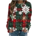 thumbnail image 1 of miqiqism Women Comfy Hoodless Sweatshirt Christmas Casual Tops Blouses Teen Girls Long Sleeve Classic Shirt Loose Fashion Wine Printed Pullover Shirts,Army Green,Small, 1 of 4