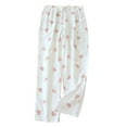 thumbnail image 1 of miqiqism Women Comfy Pajama Pants with Pockets and Drawstring Casual Soft Pajama Pants Trendy Cute Heart Printed Pj Pant High Waist Trousers,White,Large, 1 of 3