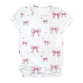 thumbnail image 1 of miqiqism Women Cute Heart Shirts Trendy Bow Short Length Sleeve Tshirts Teen Girls Casual Round Neck Pullover Tops Juniors Summer Loose Tunic Outfit Valentine's Day,#07_Multicolor,XXXL, 1 of 2