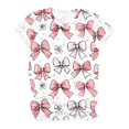 thumbnail image 1 of miqiqism Women Cute Heart Shirts Trendy Bow Short Length Sleeve Tshirts Teen Girls Casual Round Neck Pullover Tops Juniors Summer Loose Tunic Outfit Valentine's Day,#08_Multicolor,XXXL, 1 of 2