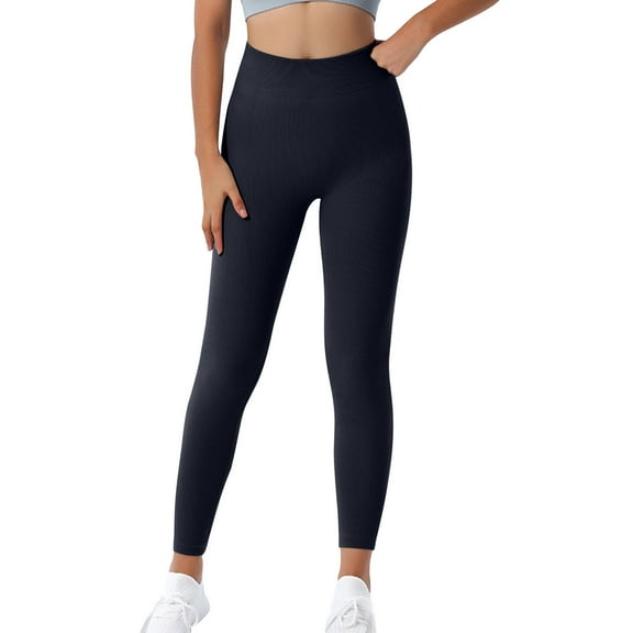 miqiqism Women High Waisted Pants Legging Yoga Trousers Athletic Sport Running Pant Solid Slim Fit Trouser,Black,Medium