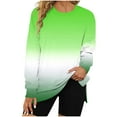 thumbnail image 1 of miqiqism Women Loose Fit Sweatshirt Trendy Drop Shoulder Gradient Blouses Juniors Casual Side Split Pullover Hoodless Shirts Comfy Crew Neck Long Sleeves Tunic Clothes,Green,Small, 1 of 3