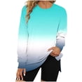 thumbnail image 1 of miqiqism Women Loose Fit Sweatshirt Trendy Drop Shoulder Gradient Blouses Juniors Casual Side Split Pullover Hoodless Shirts Comfy Crew Neck Long Sleeves Tunic Clothes,Light Blue,Medium, 1 of 3